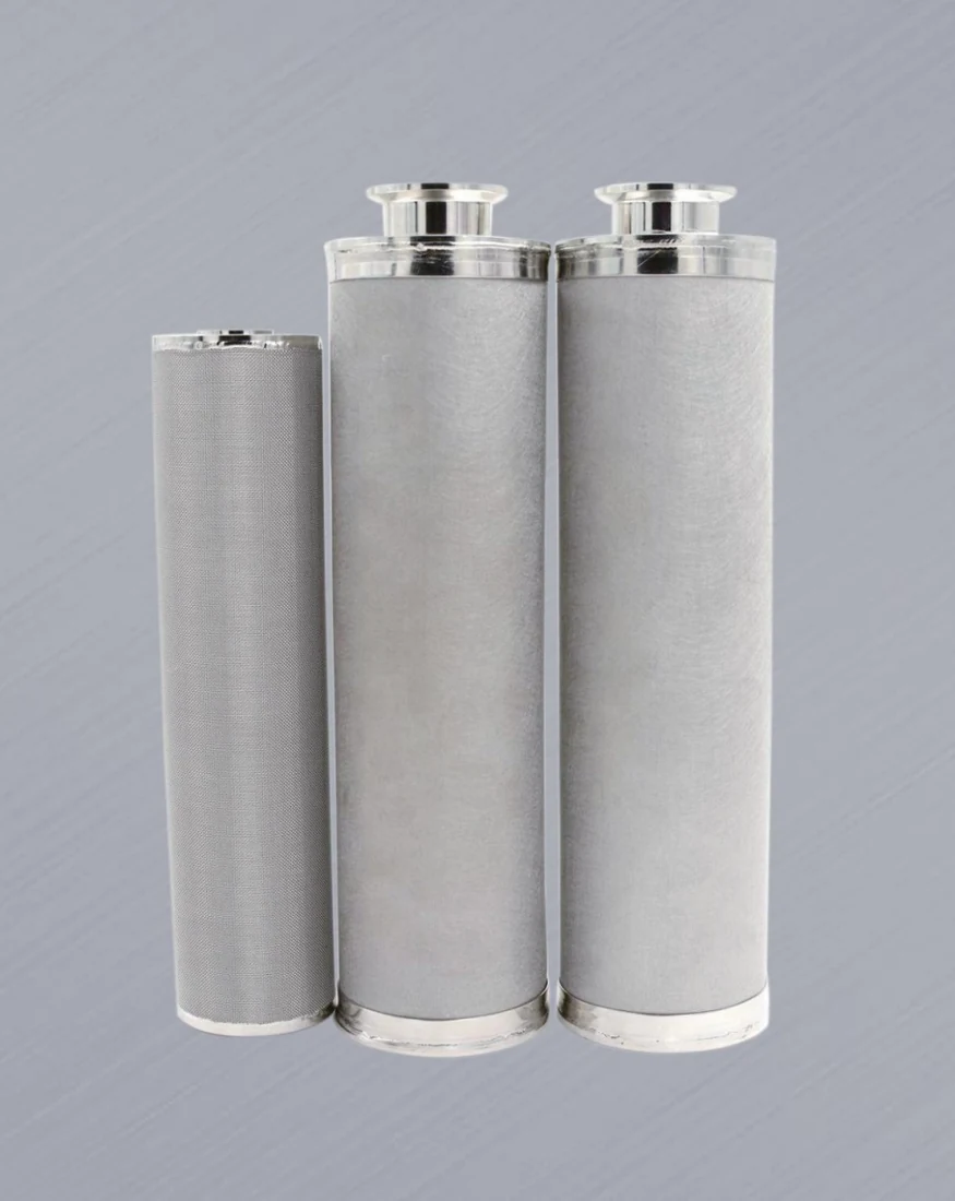 Cylindrical sintered metal fiber filter cartridges