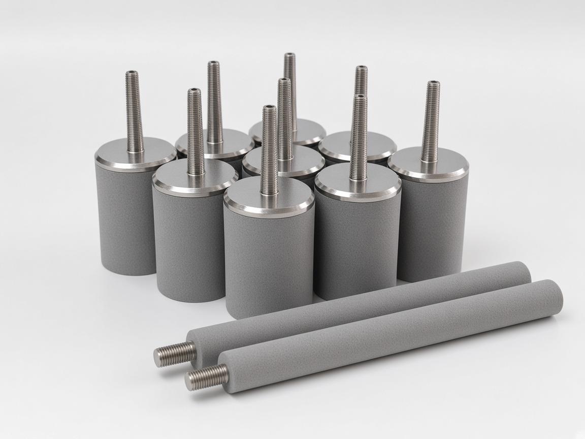 Sintered 316L stainless-steel powder porous filter tubes with threaded end caps